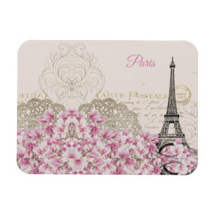 Eiffel Torn, Paris Rosa Magnolia Magnet