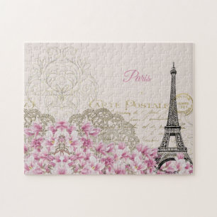 Eiffel Torn, Paris Rosa Magnolia Pussel