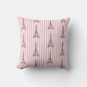 Eiffel Torn Paris Rosa Rand Pillow Kudde