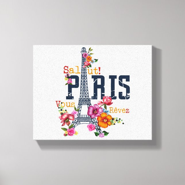 Eiffel Torn Paris Shirt Salut Blommar Paris Fra Canvastryck (Framsida)
