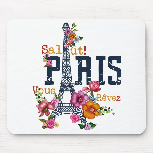 Eiffel Torn Paris Shirt Salut Blommar Paris Fra Musmatta (Framsidan)