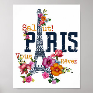 Eiffel Torn Paris Shirt Salut Blommar Paris Fra Poster