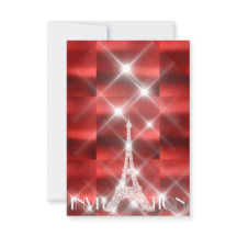 Eiffel Torn Paris Sparkly Stars Red Vin Diamond