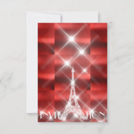 Eiffel Torn Paris Sparkly Stars Red Vin Diamond Inbjudningar