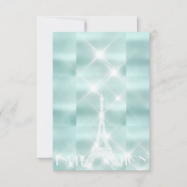 Eiffel Torn Paris Sparkly Stars Tiffany Diamond Inbjudningar