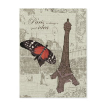 Eiffel torn, paris street och butterfly