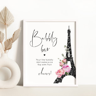 Eiffel torn paris tema bubblande möhippa pub poster