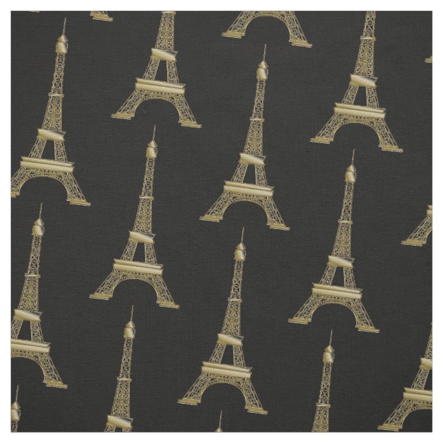 Eiffel Torn Paris ThLED Fransk Black Fabric Tyg (Provkarta)