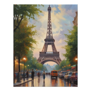 Eiffel Torn Paris Travel Vintage Retro Art Fototryck