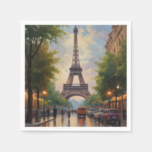 Eiffel Torn Paris Travel Vintage Retro Art Pappersservett