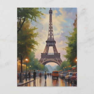 Eiffel Torn Paris Travel Vintage Retro Art Vykort