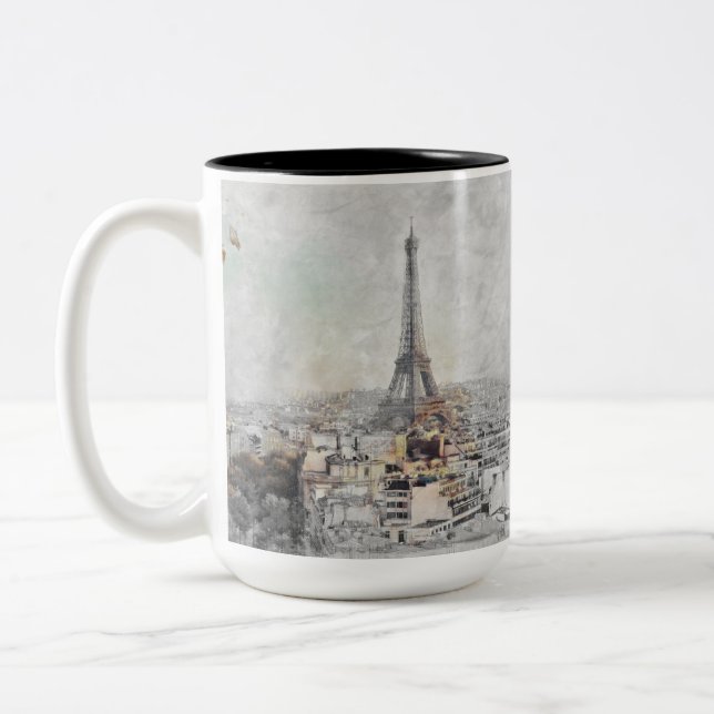 Eiffel Torn Paris Two-Tone Coffee Mugg - Frankrike (Vänster)