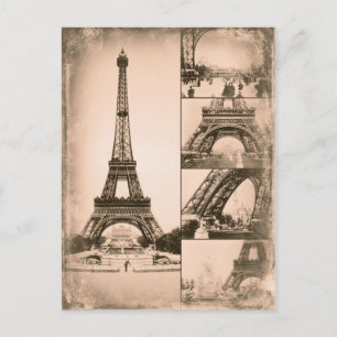 Eiffel Torn Paris Vintage Collage Vykort