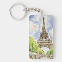 Eiffel Torn Paris Watercolor Keychain