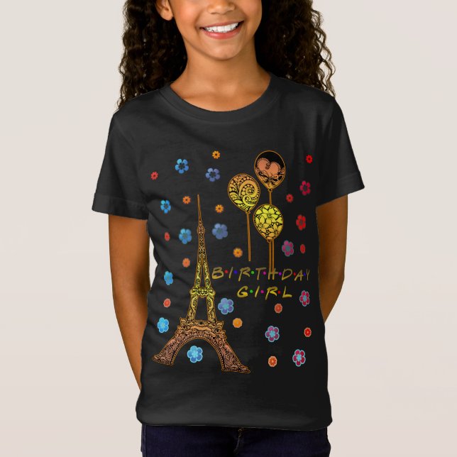 Eiffel Torn Parisdagskvinna ger sjökort T Shirt (Framsida)