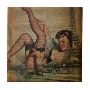 eiffel torn parisian Romly retro mode onista Kakelplatta