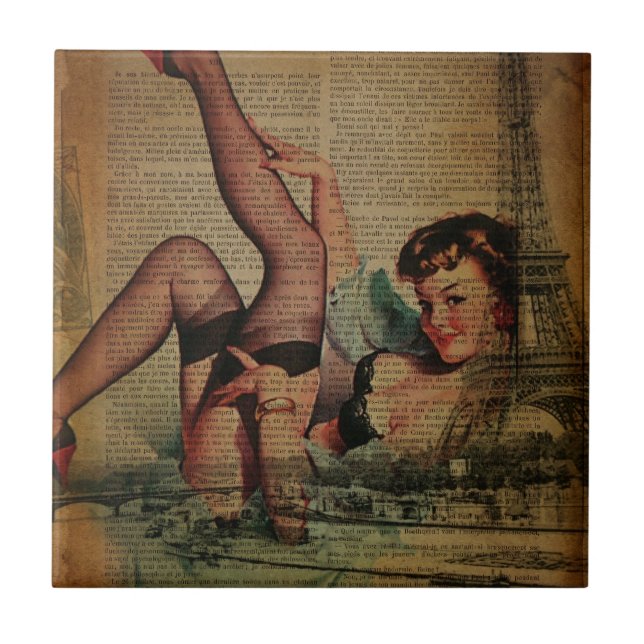 eiffel torn parisian Romly retro mode onista Kakelplatta (Framsidan)