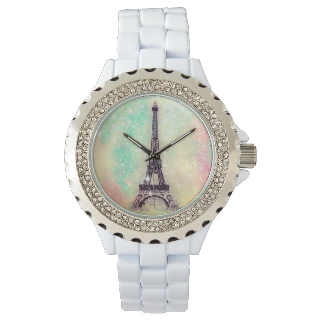 Eiffel Torn Pastel Gult Armbandsur (Framsida)