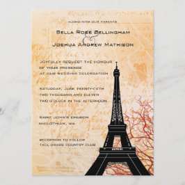Eiffel Torn Peach Wedding bjudande Inbjudningar