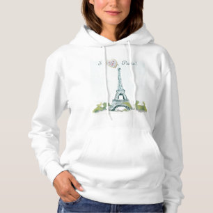 Eiffel Torn Pen och Bläck Sketch   I hjärta Paris T Shirt