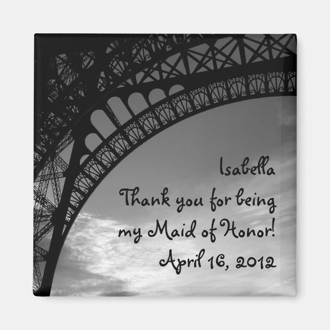 Eiffel Torn Personlig Maid of honor Magnet (Framsidan)