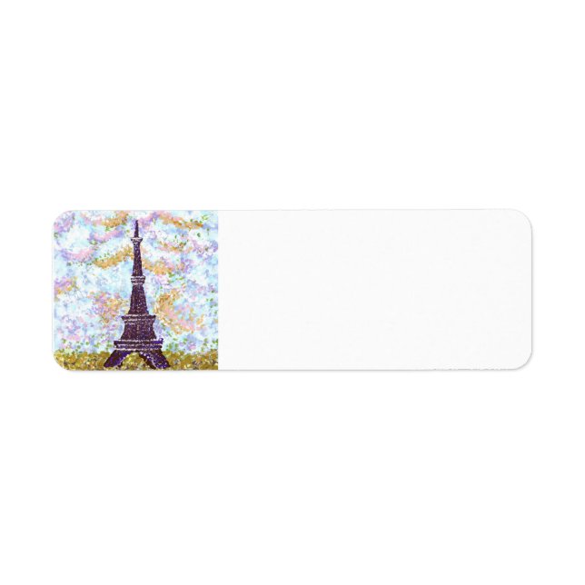 Eiffel Torn Pointillism himlar adressetiketter Returadress Etikett (Framsidan)