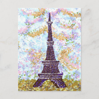 Eiffel Torn Pointillism liggande vykort