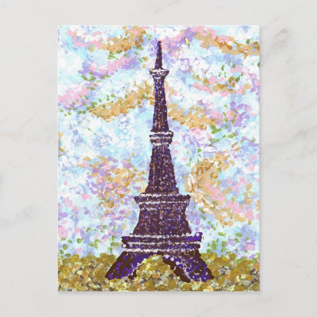 Eiffel Torn Pointillism liggande vykort (Framsida)