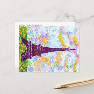 Eiffel Torn Pointillism Vår liggande Helg Vykort