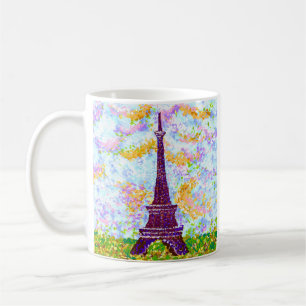 Eiffel Torn Pointillism Vår liggande Kaffemugg
