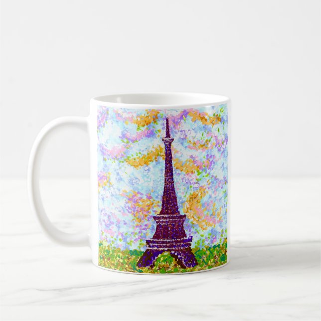 Eiffel Torn Pointillism Vår liggande Kaffemugg (Vänster)