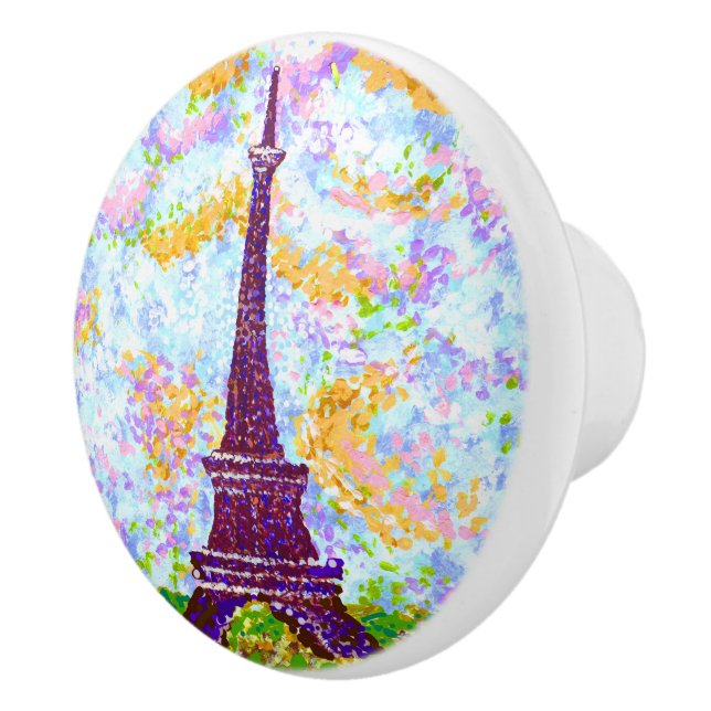Eiffel Torn Pointillism Vår liggande Knopp (Höger)