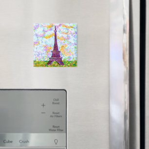 Eiffel Torn Pointillism Vår liggande Magnet