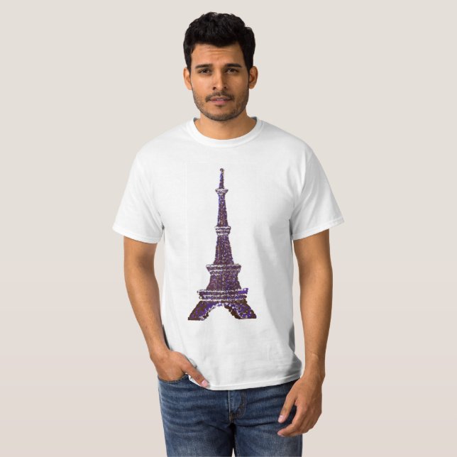 Eiffel Torn Pointillism vit skjorta T-shirt (Hel framsida)