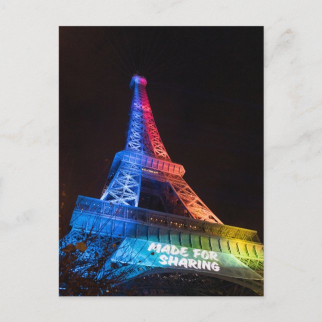 Eiffel Torn Rainbow Made for Sharing Paris Vykort (Framsida)