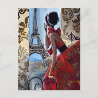 Eiffel Torn, Red Dress, Låt oss Go Vykort
