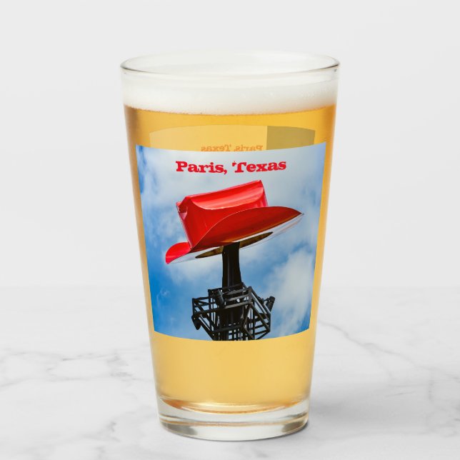 Eiffel Torn Red Hat, Paris, Texas, Beer Glass Glaskopp (Framsida fylld)