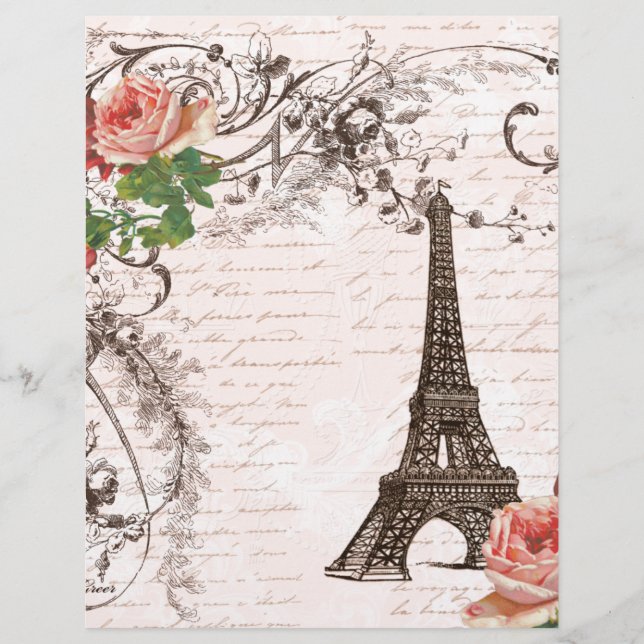 Eiffel Torn Red & Rosa ros (Framsida)