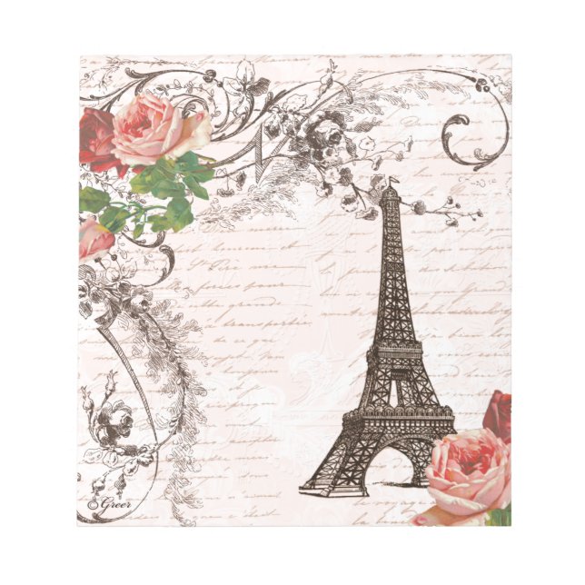 Eiffel Torn Red & Rosa ros Anteckningsblock (Framsida)