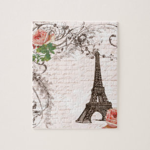 Eiffel Torn Red & Rosa ros Pussel