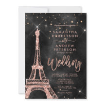 Eiffel torn ro guld glitter svart bröllop