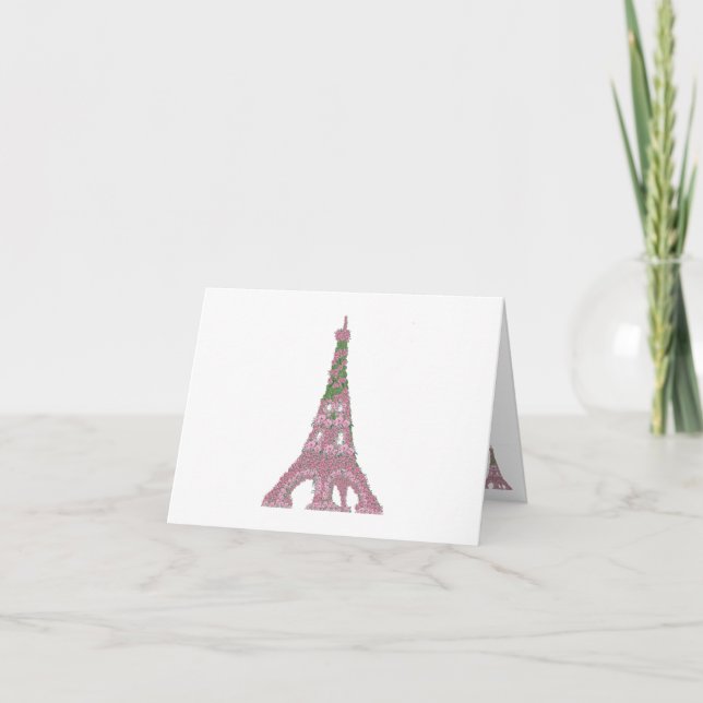 Eiffel Torn Ro Rosor Fransk  Topiary art Tack Kort (Framsida)