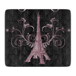 Eiffel Torn Rosa Blommigt Swirls