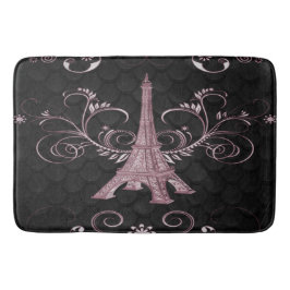 Eiffel Torn Rosa Blommigt Swirls Bath Mat Badrumsmatta
