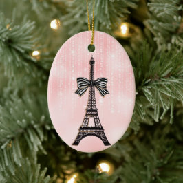 Eiffel Torn Rosa och svart jul Julgransprydnad Keramik