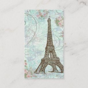 Eiffel Torn Rosa ros och Scrollsar Visitkort