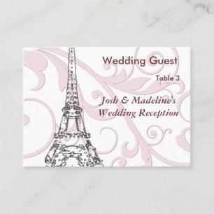 Eiffel Torn & Rosa Rulla Mottagningskort Bord Placeringskort