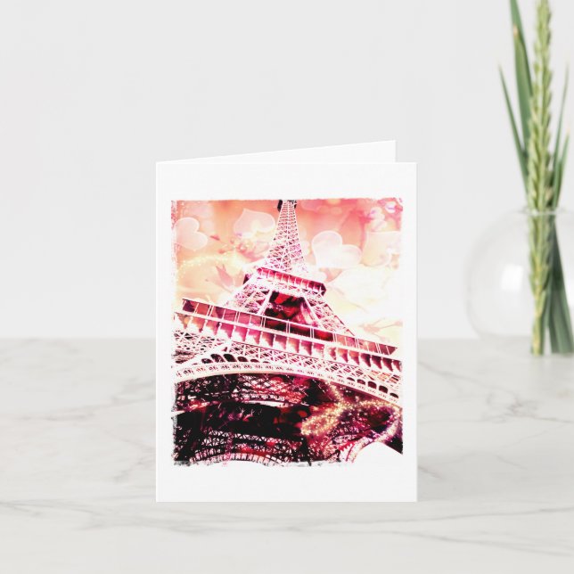 Eiffel torn, rosor och aprikos som är tomma kort (Framsida)