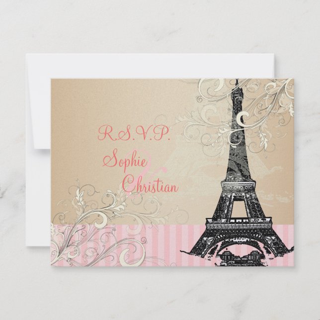 Eiffel Torn RSVP-program kräver 5 x 7 inbjudningar (Framsida)