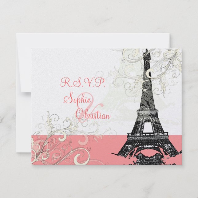 Eiffel Torn RSVP-program kräver 5 x 7 inbjudningar (Framsida)